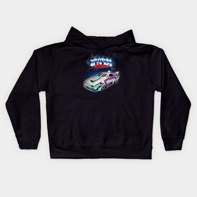 Retro sports car 80's. Hyper speed Kids Hoodie by DragonDream